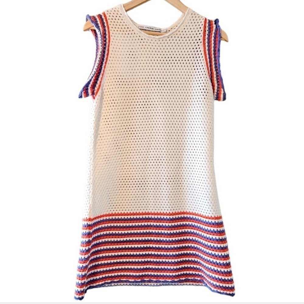& Other Stories Knitted  Crochet Multicolor Striped Mini Dress Size Small.